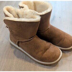 UGG Womens 1094329 Selene Bailey Bow Nautical Rope Brown Suede Boots Sz 8